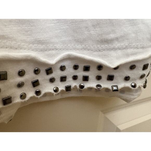BKE Women's White Lightweight Long Sleeve Shirt With Studded Trim Large - Picture 3 of 5